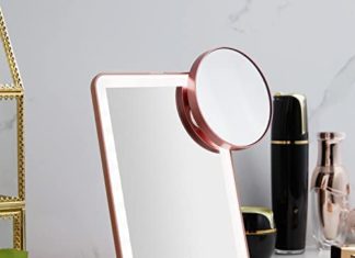 LED Foldable Journey Make-up Mirror – 5×7 inches 3 Colours Mild Modes USB Rechargeable Contact Display screen, Transportable Tabletop Beauty Mirror for Journey, Beauty, Workplace (Rose Gold) 41 F85RK0qL. AC