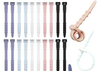 Silicone Zip Ties, Reusable Zip Ties, 20pcs Rubber Cable Ties Straps for Wire Administration, Elastic Cable Organizer for House Workplace Desk Desk. 4.5” Twine Ties in White, Black, Pink, Purple and Blue 4113ZJcHFvL. AC