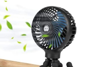 Snawowo Mini Child Stroller Fan, Handheld Private Moveable Clip On Fan with Versatile Tripod for Stroller Bike Desk Treadmill Crib Automobile Seat Outside Tenting, USB or Battery Powered (Black) 415geTJ 2VL. AC