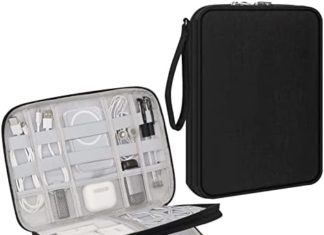 Skycase Digital Organizer,Giant Cable Organizer Journey Bag ,Multi function Electronics Equipment Circumstances for iPad Mini Collection,Cables, Chargers, USB,Earphones,Moveable Laborious Drives, Energy Banks,Black 417cnWa 40L. AC