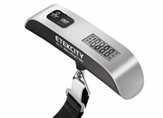 Etekcity Baggage Scale, Digital Moveable Handheld Suitcase Weight for Journey with Rubber Paint, Temperature Sensor, 110 Kilos, Battery Included 417e8NQM3JL