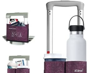 ACdream Baggage Cup Holder, Suitcase Drink Provider, Free Hand Moveable Water and Espresso Caddy Attachment, Flight Attendant Present Devices, Airport Journey Equipment for Airplane, Pink 419Owktj5CL. AC