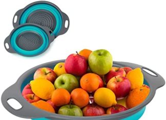 Collapsible Colander, Colander Strainer with Handles Set for Draining Pasta Vegetable Fruit 41AsSvXdpWL. AC