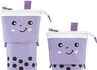 Residence & Stuff Cute Telescopic Standing Boba Design Pen Holder Pencil Case Kawaii Stationery Can Be Pouch Gadget Journey Equipment Make-up Beauty Bag 41DHGTl0i L. AC