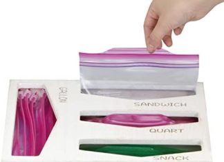 Ziploc Bag Storage Organizer for Drawer-Wooden Ziplock Bag Storage Holds Gallon, Quart, Snack Sizes, Sandwich Suitable with Hefty, Glad, Ziploc and Reusable (White) 41Edu9f5DL. AC