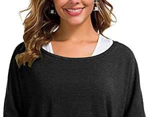 UGET Girls’s Outsized Saggy Tops Free Becoming Pullover Informal Shirt T-Shirt Sweater Batwing Sleeve 41GqgZ11NYL. AC