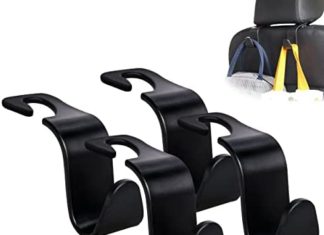 Amooca Automobile Seat Headrest Hook 4 Pack Hanger Storage Organizer Common for Purse Purse Coat match Common Automobile Automobile Black S Kind 41HUV1nO0PL. AC