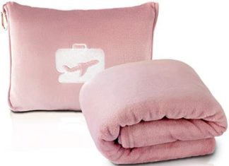 EverSnug Journey Blanket and Pillow – Premium Gentle 2 in 1 Airplane Blanket with Gentle Bag Pillowcase, Hand Baggage Sleeve and Backpack Clip (Gentle Pink) 41OxtxVOtwL. AC