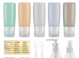 Beveetio Journey Bottles TSA Permitted 15 Pack,2.9oz Silicone Refillable Measurement Containers, BPA Free Journey Tubes Toiletries for Beauty Shampoo Cream Conditioner Lotion Cleaning soap 41Wh3IMfVgL