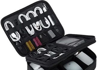 BAGSMART Digital Organizer,Giant Double Layer Cable Bag,Journey Organizer Bag,Electronics Equipment Storage Instances for iPad,Cables,Chargers,Laborious Drive,Sport Playing cards 41ctALwgaYL. AC