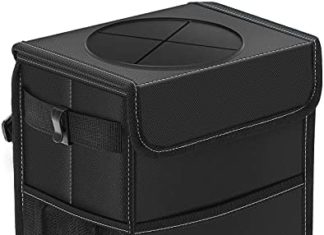 Okay KNODEL Automotive Trash Can, Waterproof Automotive Rubbish Can, Automotive Trash Bag with Lid, Leak-Proof Automotive Trash Bin, Automotive Trash Hanging (Medium, Black) 41fbIcmb9lS. AC