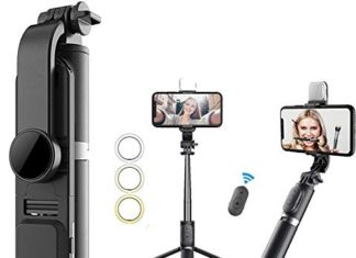 Selfie Stick & Cellphone Tripod,MQOUNY Moveable Selfie Fill Gentle,Moveable All-in-One Skilled Journey Tripod with Distant, Suitable with Android/iPhone (Black) 41kOu6pq3VL. AC