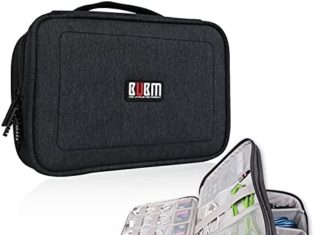 BUBM 12” Giant Double Layer Waterproof Purse Journey Workplace Gear Organizer Electronics Equipment Gadget Large Bag For USB Cable, SD Card, Arduous Drive, Digital Digicam, iPad (XL,Black) 41p7aLpb6ZS. AC