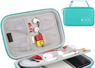 Exhausting Digital Organizer Journey Case Electronics Equipment Cable Gadget Wire Storage Bag Double Layer Shockproof Field for Charger, Wire, Flash Drive, Apple Pencil, Energy Financial institution, Turquoise 512SGlWwFeL. AC