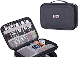 BUBM Digital Organizer, Double Layer Journey Gadget Storage Bag for Cables, Wire, USB Flash Drive, Energy Financial institution and Extra-a Sleeve Pouch for 7.9″ iPad Mini(Medium,Black) 51324VAz3VL. AC