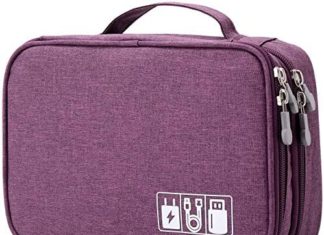 Journey Cable Organizer Bag, Digital Equipment Case Transportable Double Layer Cable Storage Bag for Twine,Telephone,Charger, Flash Drive, Telephone, SD Card,Private Objects – (Purple) 517oJiX5gL. AC