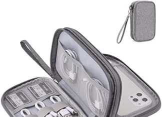 Journey Electronics Organizer, Gomilia Cable Organizer Bag for Digital Equipment Double Layer Waterproof Cable Storage Bag for Electronics Equipment & Exterior Moveable Charger (Small, Darkish Gray) 51AFC9OHR7L. AC