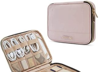 Digital Organizer,BAGSMART Massive Journey Cable Bag,Wire Organizer Bag,Electronics Equipment Circumstances for 7.9” iPad Mini,iPhone,Cables,Chargers,USB,SD Card,Leather-based,Pink 51AvxeBcOxL. AC