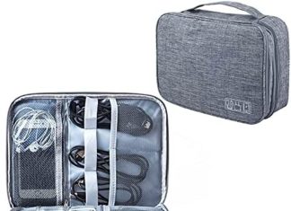 Electronics Organizer, Eleling Digital Equipment Bag Journey Cable Organizer Three-Layer for iPad Mini, Kindle, Onerous Drives, Cables, Chargers (Three-Layer-Gray) 51CVUswOSIS. AC