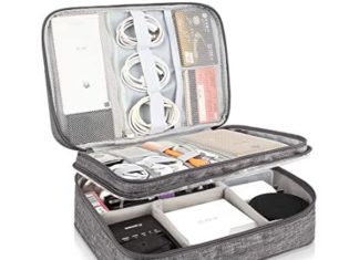 Kernorv Journey Cable Organizer Bag, Three-Layer Electronics Equipment Organizer Bag for Cables, Chargers, Energy Financial institution, Mouse,iPad, Cellphone, Kindle, SD Card, Wires, Cords, and Equipment (Gray) 51JOwh qiQL. AC