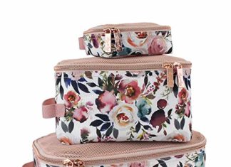 Itzy Ritzy Packing Cubes – Set of three Packing Cubes or Journey Organizers; Every Dice Contains a Mesh High, Double Zippers and a Cloth Deal with; Blush 51Tg5758iRL