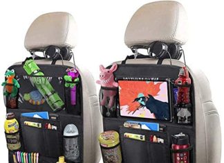 ULEEKA Automotive Backseat Organizer with 10″ Desk Holder, 9 Storage Pockets Seat Again Protectors Kick Mats for Children Toddlers, Journey Equipment, 2 Pack 51UwPf6cZvL. AC