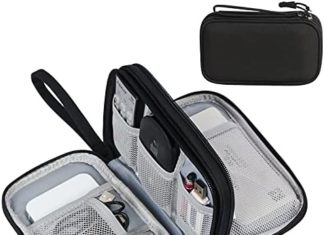 FYY Digital Organizer, Journey Cable Organizer Bag Pouch Digital Equipment Carry Case Moveable Waterproof Double Layers All-in-One Storage Bag for Cable, Twine, Charger, Cellphone, Earphone Black 51bkqVa vPS. AC