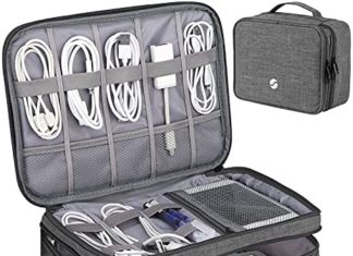 Journey Electronics Organizer, Waterproof Cable Organizer Bag for Digital Equipment Double Layer Giant Shockproof Cable Storage Bag for Wire, Arduous Disk, Energy Financial institution, Pill(As much as iPad 11 inch)-Grey 51qw1Mz4msS. AC