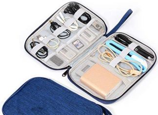 Digital Organizer Journey Common Cable Organizer Electronics Equipment Storage Bag Gadget Gear Instances for iPad Mini, Kindle, Smartphone, Cable, Charger, Energy Financial institution, USB, SD Card (Blue)… 51uOclGLgAL. AC