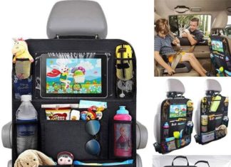 EzyGenix Black Automotive Storage Organizer with Contact Display Pill Holder, Kick Mats Automotive Seat Again Protectors for Children Toddlers, Automotive Journey Equipment, 9 Storage Pockets 2 Pack 615Gbv24bkL. AC