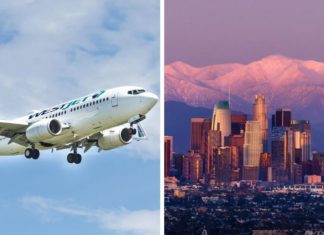 WestJet Is Having A ‘Homerun’ Sale & You Can Save On So Many US Locations a westjet plane right the los angeles skyline